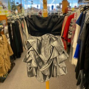 Trixxi Ladies 3 Strapless Dress Black Gray Metallic